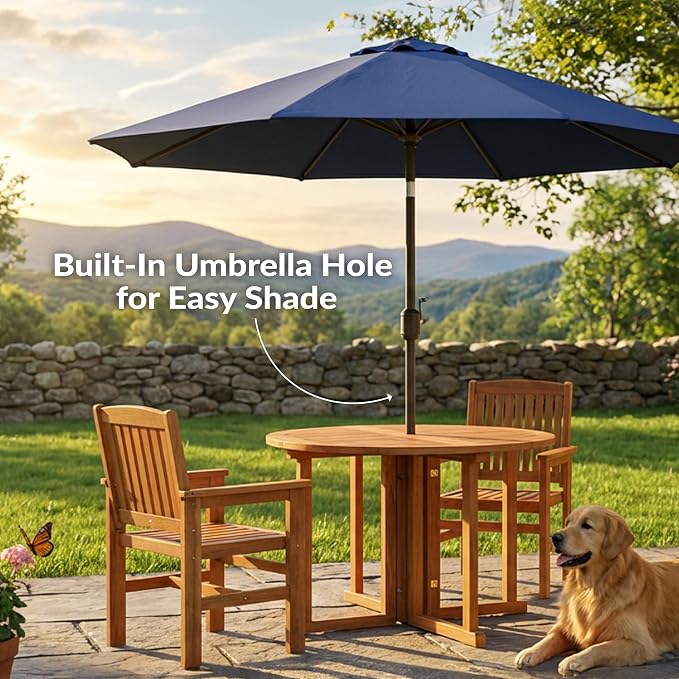Sunnydaze Malaysian Hardwood Folding Gateleg Patio Dining Table - Image 5