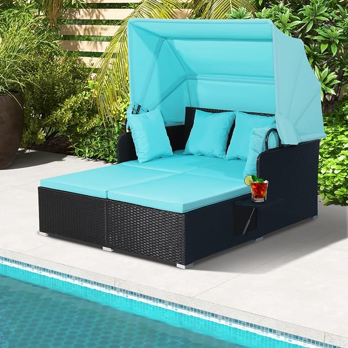 ORALNER Outdoor Daybed, 2-Person Wicker Patio Sofa by ORALNER