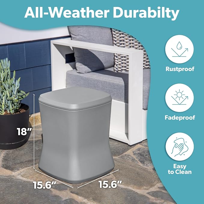 Coast Modern Outdoor Side Table Cooler- 2 in 1 Patio Decor Storage Table & Ice - Image 5