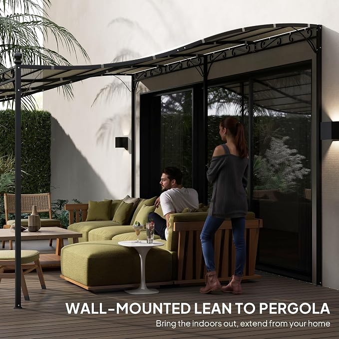 Outsunny 10' x 16' Outdoor Pergola Canopy, Wall-Mounted Metal Patio Canopy - Image 5