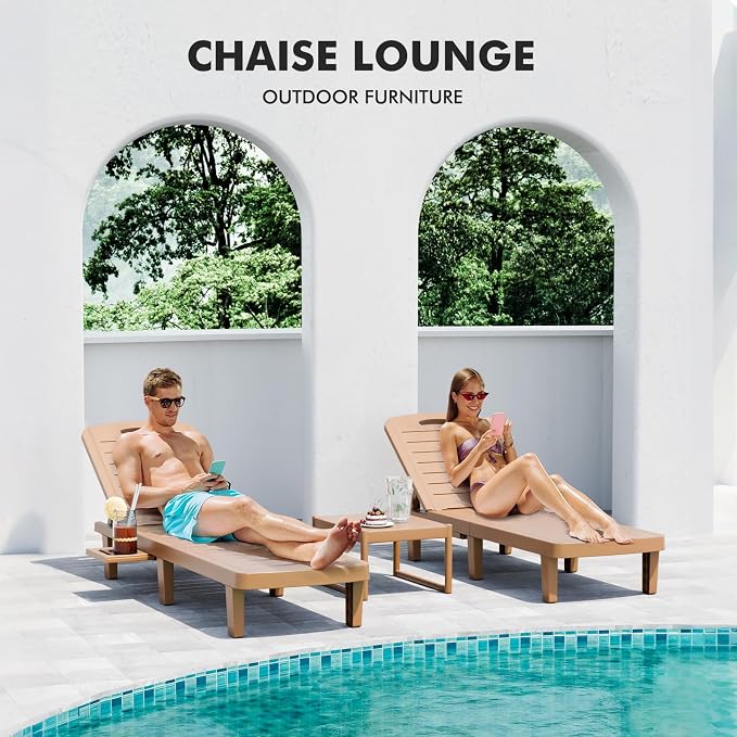 WACASA Outdoor Chaise Lounge Chairs Set of 4, Oversized Lounge Chairs - Image 3