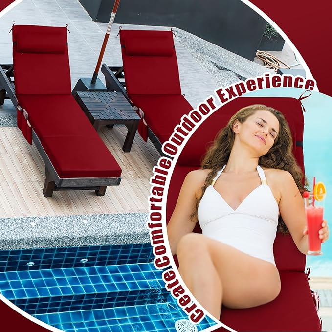 RattanView 2 Pcs Outdoor Chaise Lounge Cushion - Image 4