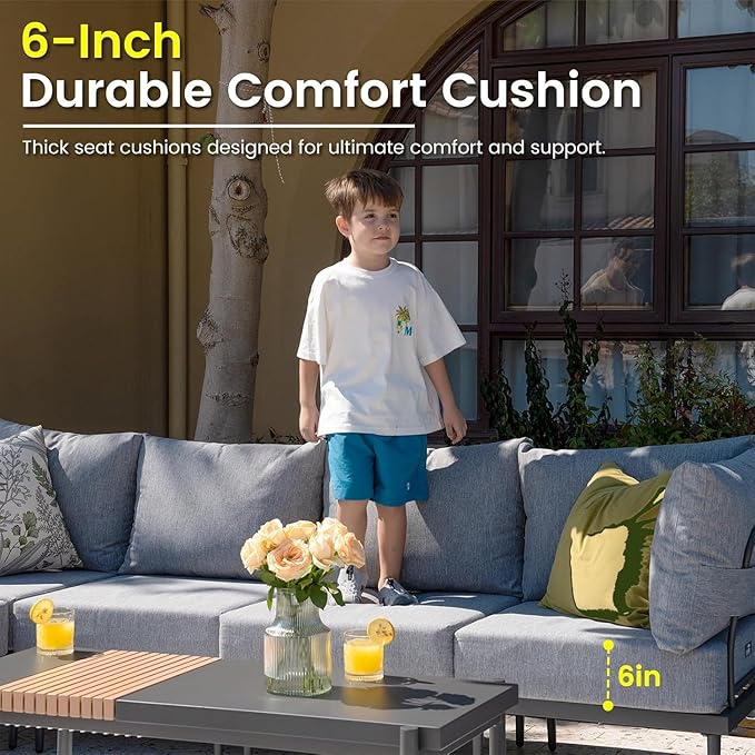 Sundale Outdoor 4 Pieces Patio Furniture Set, Metal Sectional Sofa Patio - Image 5