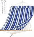 SUNCREAT 2 Person Hammock with Hardwood Spreader Bar, Outdoor Rope Hammock with by SUNCREAT