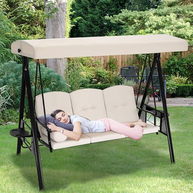 U-MAX 3-Seat Outdoor Patio Swing Chair, Swing Glider - Image 7