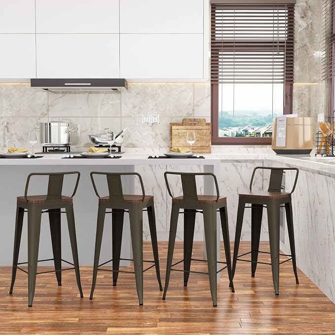 Changjie Furniture 30 Inch Bar Stools Set of 4 Industrial Metal Barstools Bar - Image 5