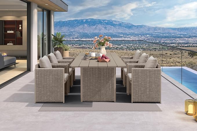 PURPLE LEAF 7 Pieces Patio Dining Furniture Set Modern Outdoor Furniture Set by PURPLELEAF