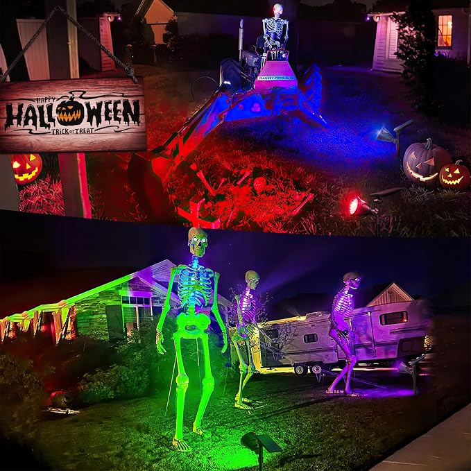 JSOT 4 Pack Halloween Solar Spot Lights Outdoor- RGB Solar Lights Outdoor - Image 9