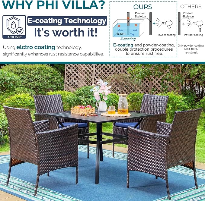 PHI VILLA 5 Piece Patio Dining Set - Image 9