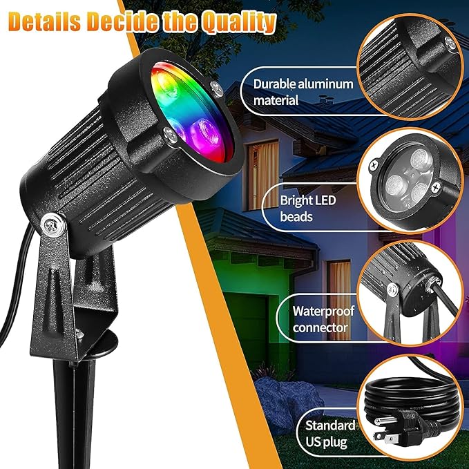 OurLeeme Lawn Flood Light Stake, 2-in-1 Waterproof Outdoor Remote Control - Image 4