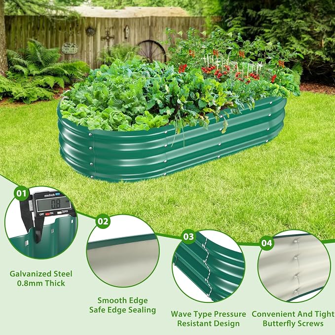 Oval Galvanized Planter Box, Metal Raised Garden Bed - Image 3