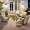 Outdoor Sectional Patio Furniture Set, 10 Pieces Wicker Conversation Sets L by CAODOCPatioFurniture