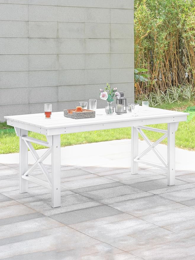 HDPE Outdoor Dining Table, 66.9” Rectangle Patio Dining Table - Image 5