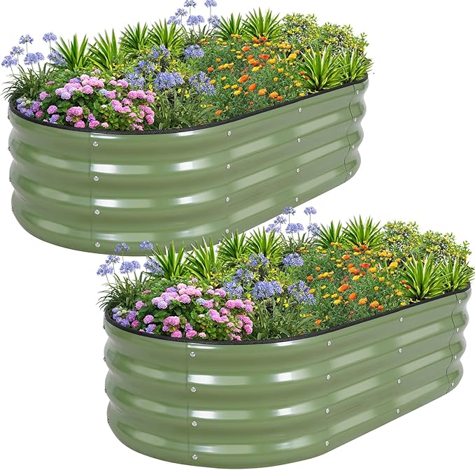 1MORE Galvanized Raised Garden Bed- Planter Garden Boxes Outdoor, Raised Beds by 1MORE