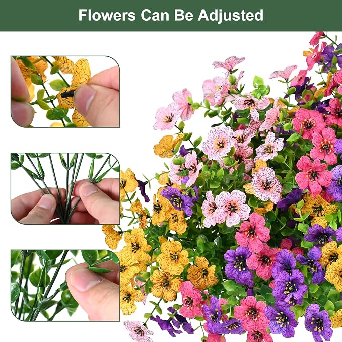Artificial Flowers for Outdoor, UV Resistant Fake Silk Flowers, Realistic Faux - Image 2