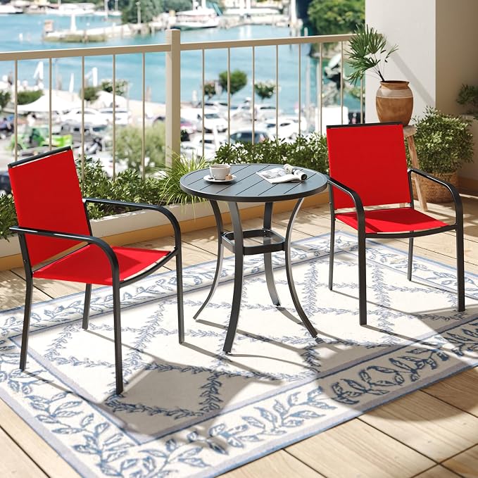 3-Piece Outdoor Dining Set, Small Metal Bistro Table - Image 2