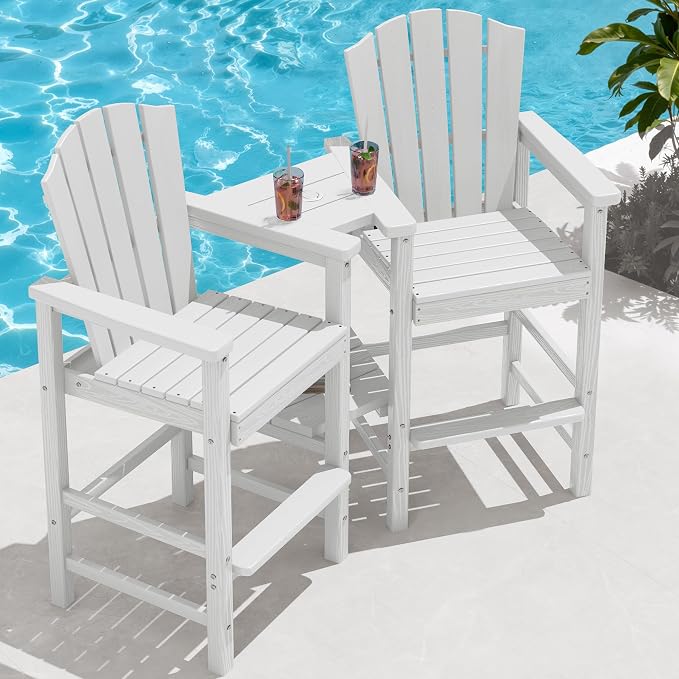 KINGYES Embossed Balcony Chair, Tall Adirondack Chair Set of 2, All Weather - Image 10