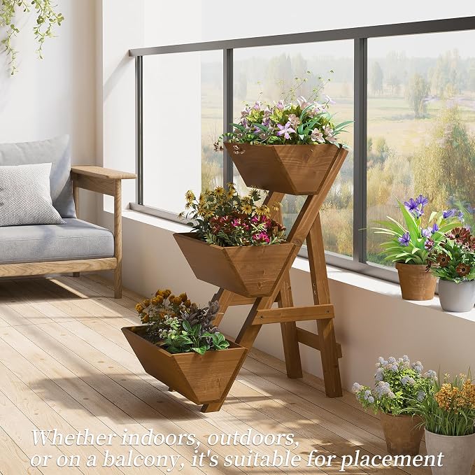 3-Tiers Wooden Raised Garden Bed, Wood Planter Box - Image 5