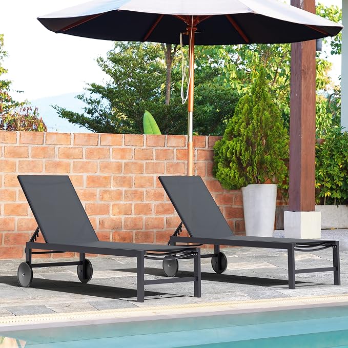 Shintenchi 2 PCS Outdoor Chaise Lounges Chair - Image 7