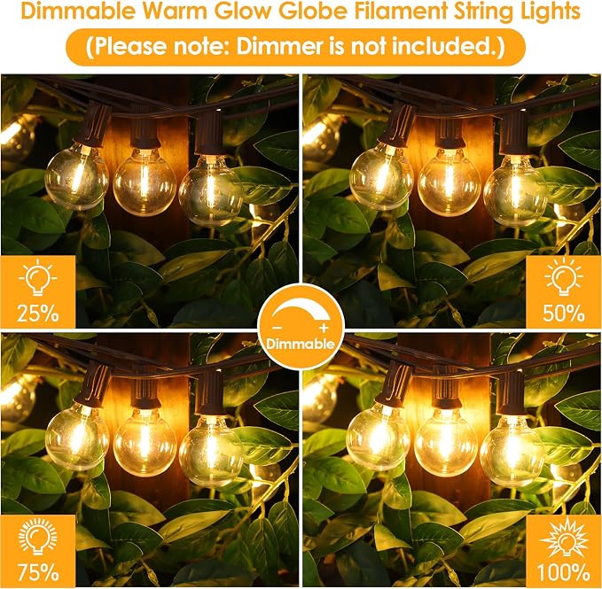 Mlambert 50Ft Outdoor String Lights, G40 Globe Patio Lights - Image 3