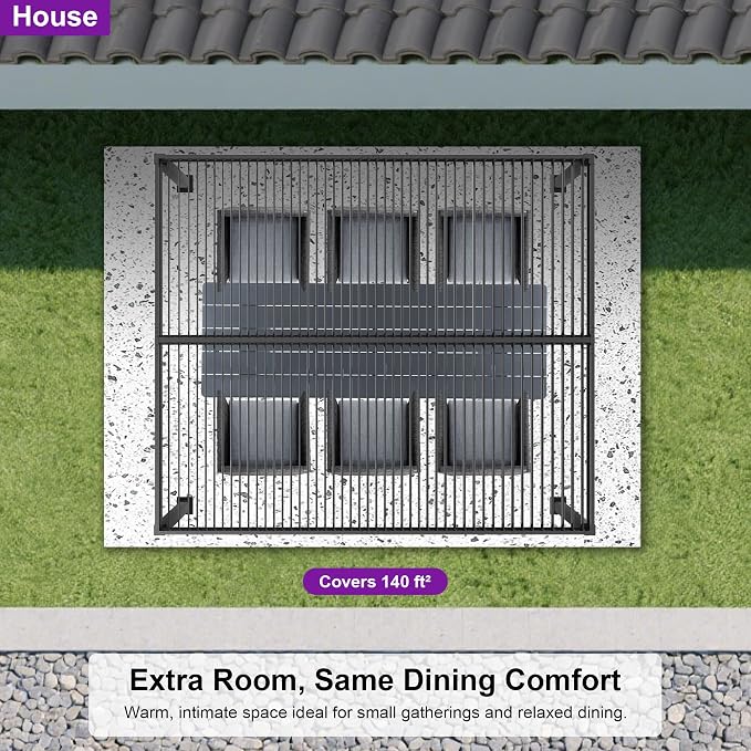 PURPLE LEAF Louvered Pergola 10' x 14' Aluminum Outdoor Pergola - Image 9