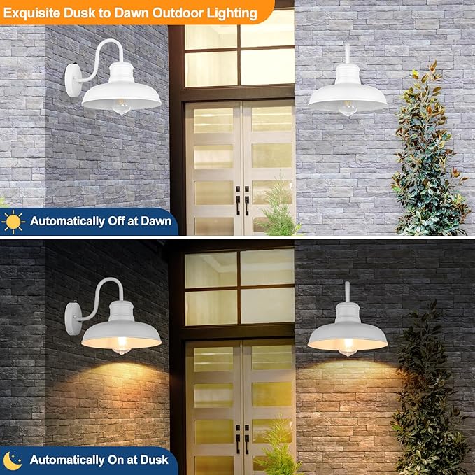 TOBUSA 2-Pack Dusk to Dawn Outdoor Wall Lights, Waterproof Farmhouse Gooseneck - Image 2