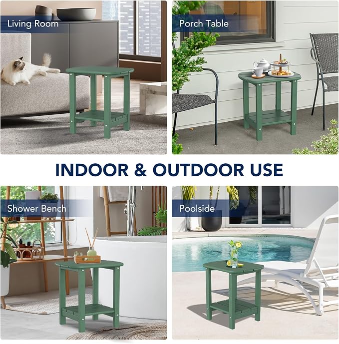 nalone Adirondack Side Table 16.5" Outdoor Side Table HDPE Plastic Double - Image 7