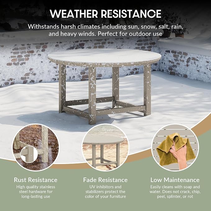 WestinTrends Malibu Low Outdoor HDPE Round Patio Coffee Table - Image 4