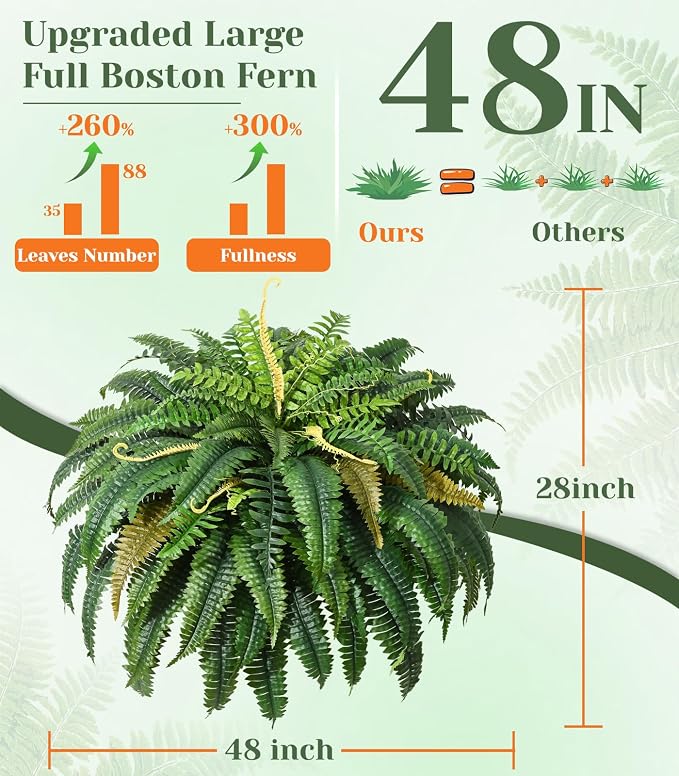 MARTINE MALL 48 inch Fake Ferns Artificial Ferns - Image 3
