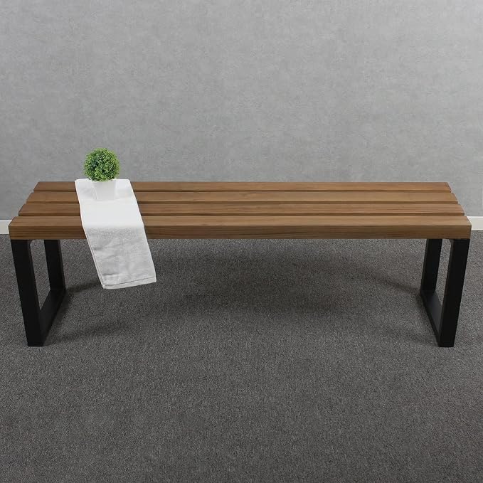 MBQQ Outdoor Soild Wood Bench, 55 inch Patio Picnic Bench, Oil Finished - Image 3