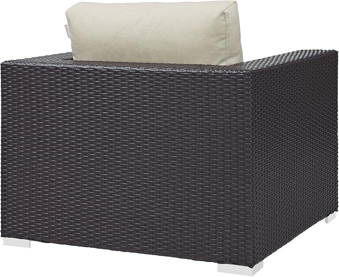 Modway Convene Wicker Rattan Outdoor Patio Armchair in Espresso Beige - Image 6