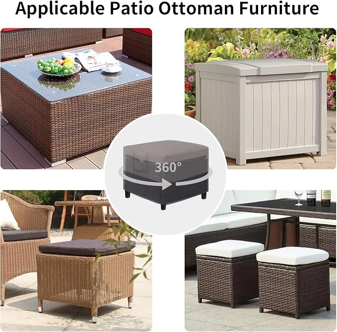 Easy-Going Outdoor Ottoman Cover, Waterproof Patio Ottoman Cover, Heavy Duty - Image 6