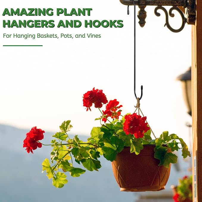 Large Garden S Hooks, 16 Inches Long Plant Hangers Outdoor, Metal Plant Hooks - Image 4