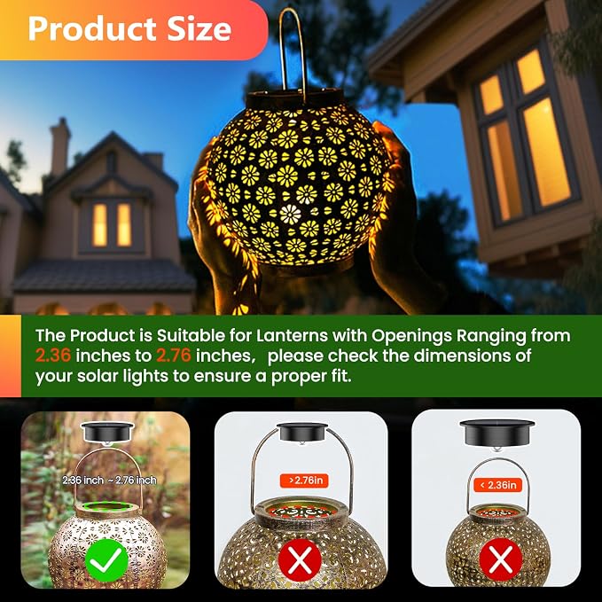 4 Pack Solar Light Replacement Top, 2.76 Inch Waterproof Solar Lantern Light - Image 3
