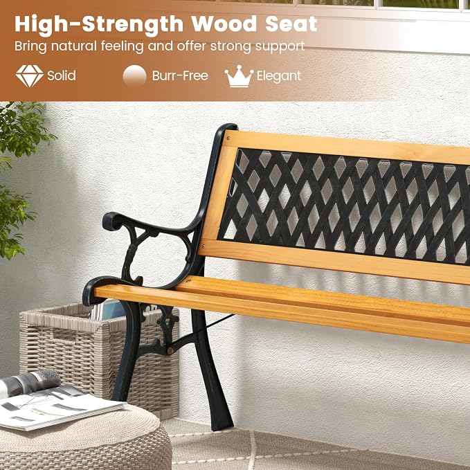 Tangkula Outdoor Garden Bench Park Bench, Patio Bench Chair - Image 5