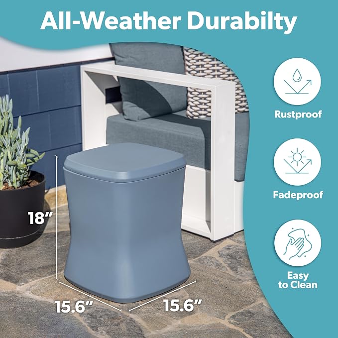 Coast Modern Outdoor Side Table Cooler- 2 in 1 Patio Decor Storage Table & Ice - Image 5