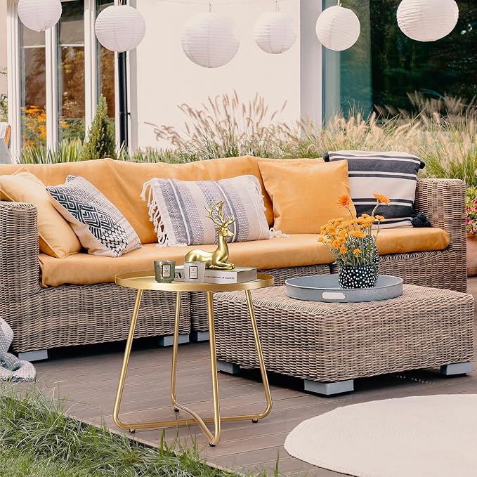 danpinera Outdoor Side Tables, Weather Resistant Steel Patio Side Table - Image 7