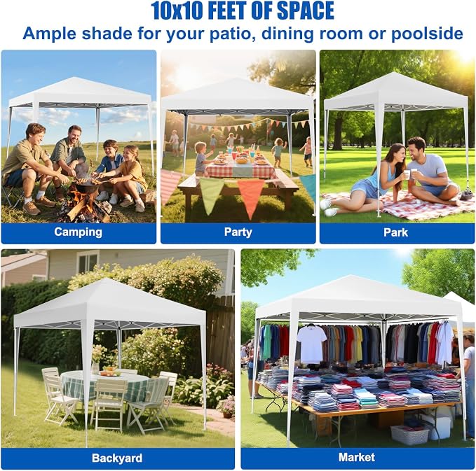 Yesker 10x10 Pop Up Canopy Tent UPF 50+ Waterproof Outdoor Canopy Portable - Image 9