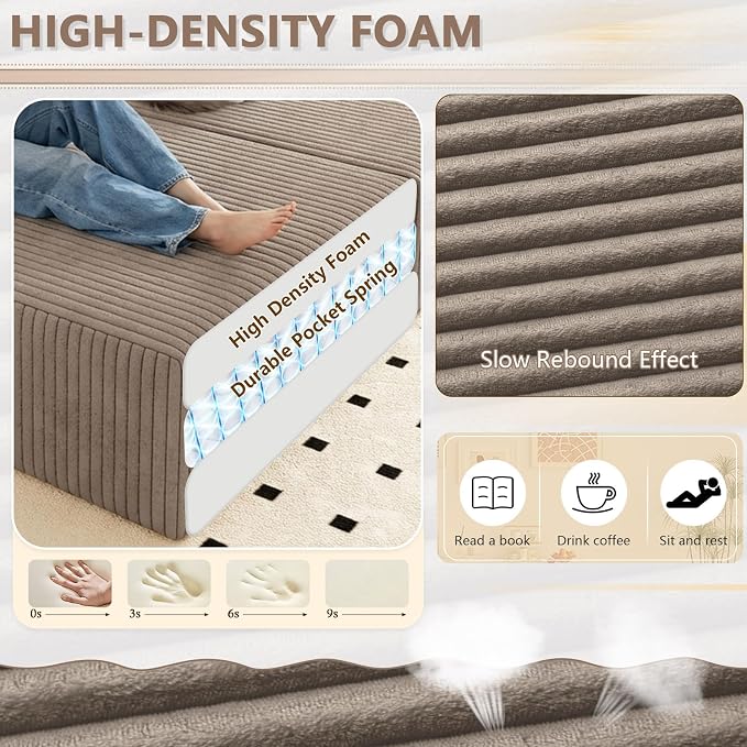 ODUWA Oversized Double Chaise Lounges Indoor, Upholstered Boneless Cloud - Image 5