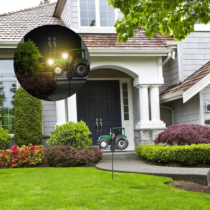 Solar Tractor Light Metal Yard Stake Solar Powered Light Up Metal Tractor - Image 7