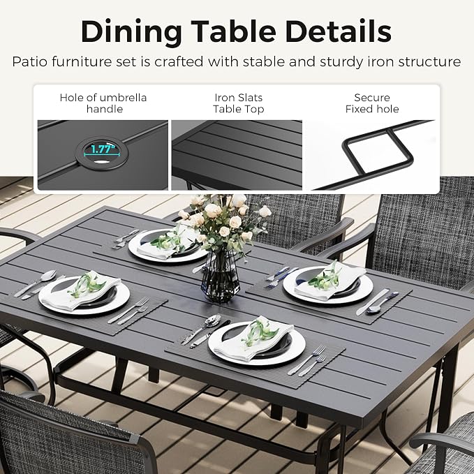 Pamapic 7-Piece Outdoor Dining Set, Patio Dining Set - Image 4