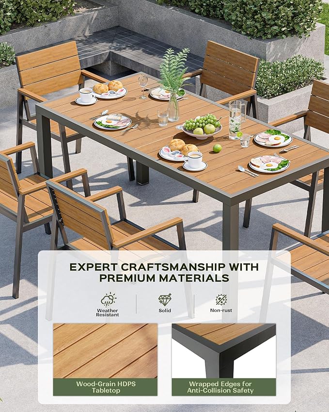 7-Piece Outdoor Dining Set, Aluminum Dining Table Set - Image 2