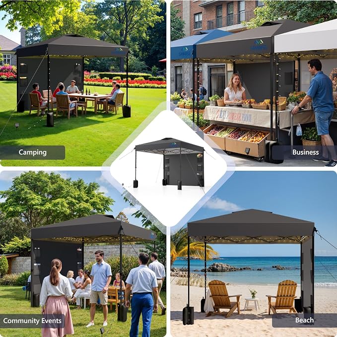10X10 Pop Up Canopy Tent, Removable Pockets Sidewall - Image 9