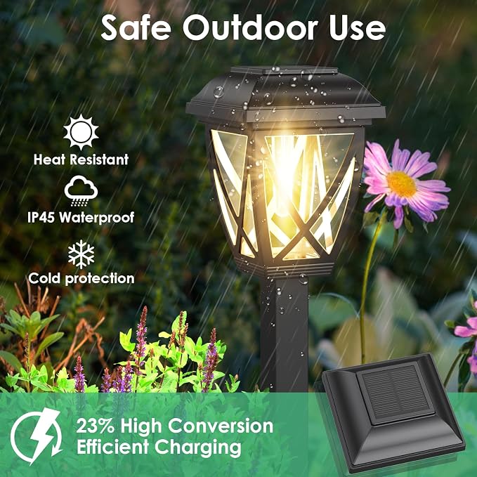 Derynome Solar Lights Outdoor, 10 Pack Waterproof Solar Pathway Lights - Image 3