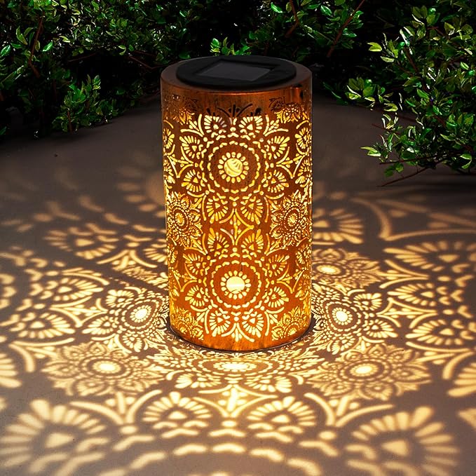 Solar Lanterns Outdoor Hanging Lantern Lights, Sunflower Metal Decor - Image 2