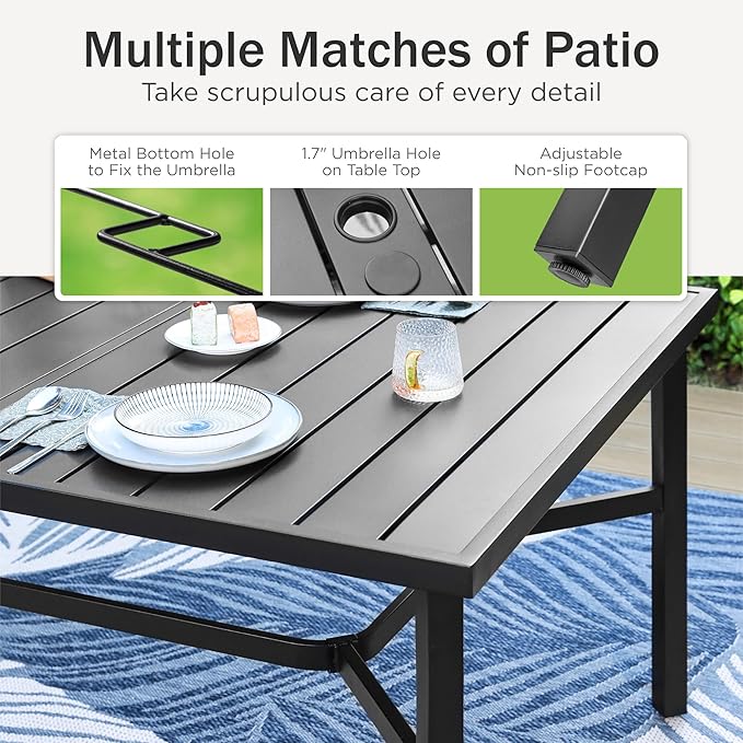 PHI VILLA 9 Piece Patio Dining Set, Patio Furniture Outdoor Dining Set - Image 8