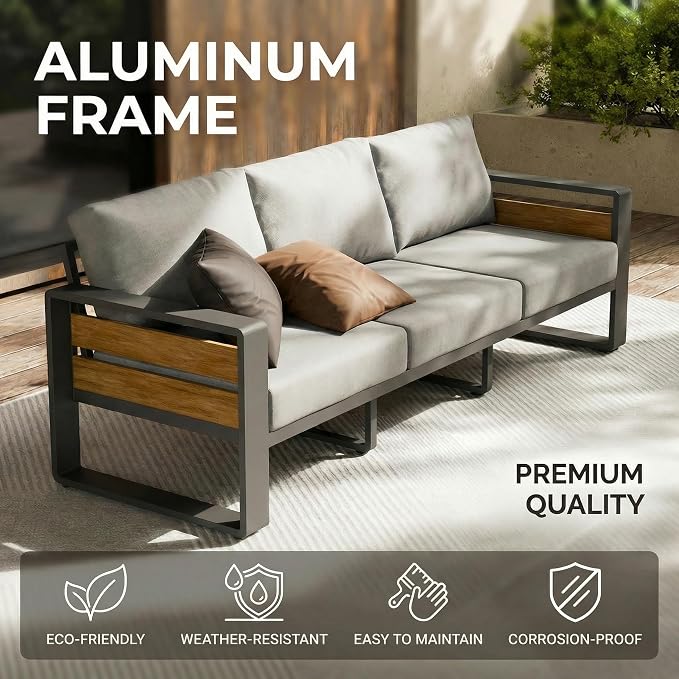 ZANDOR Outdoor Patio Conversation Sets, 4-Piece Aluminum Metal Outside - Image 8