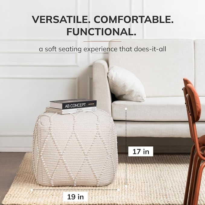 Anji Mountain 100% Handmade & Handcrafted Comfortable Home Décor Pouf Ottoman - Image 4