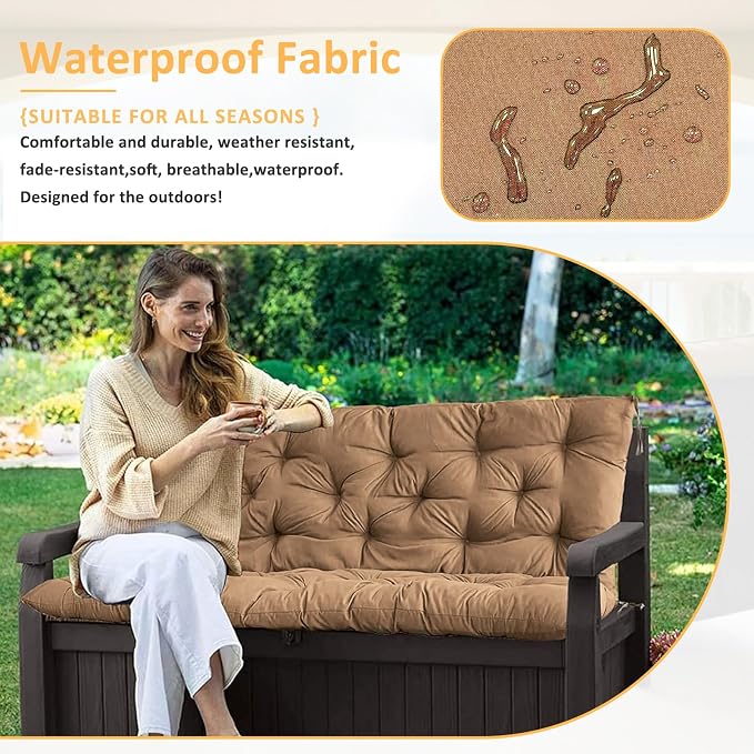 Swing Replacement Cushions for Outdoor: 2-3 Seater Waterproof Porch Bench - Image 6