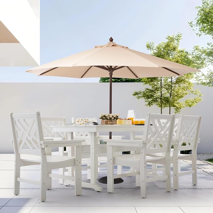 HDPE Dining Table Set for 6, 7-Piece Outdoor Table and Chairs Include 6 Dining - Image 7